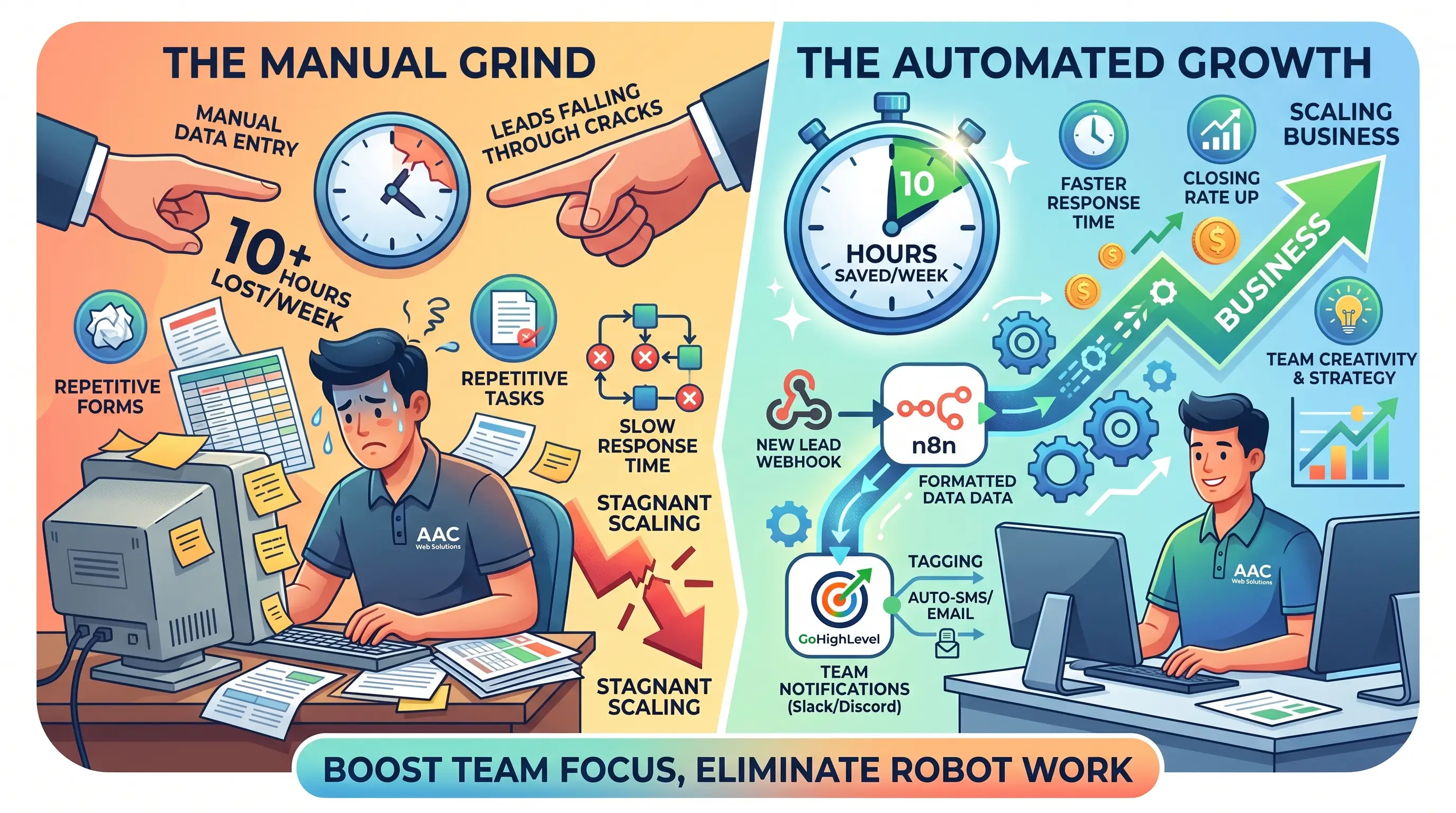 Blog article graphic for How saving 10 hours a week with automation changes business scaling