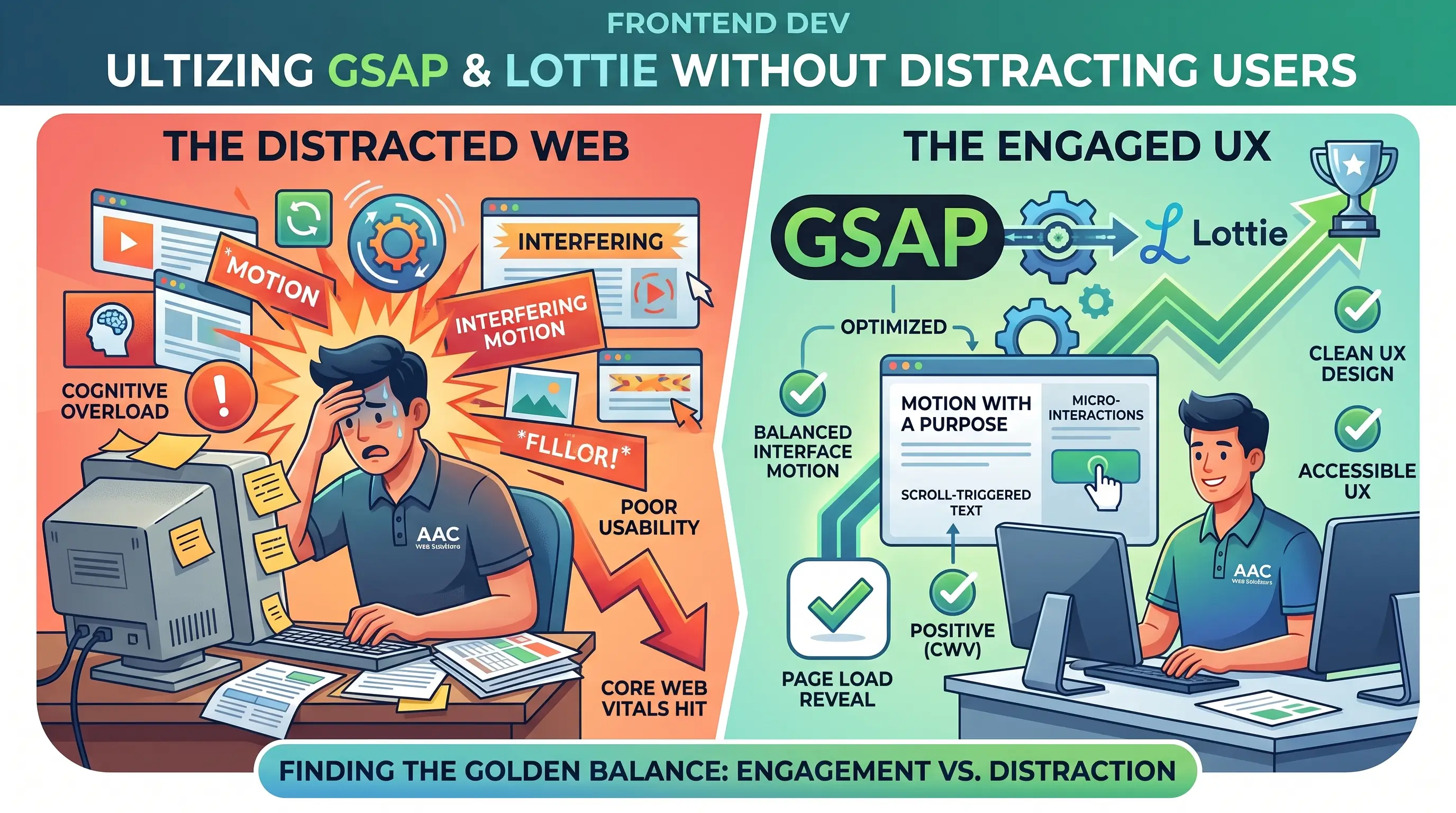 Blog article graphic for Utilizing GSAP and Lottie animations without distracting users